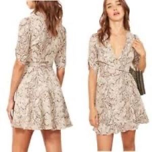 All In Favor Tan/Cream Snakeskin Wrap Dress. Size Medium.
